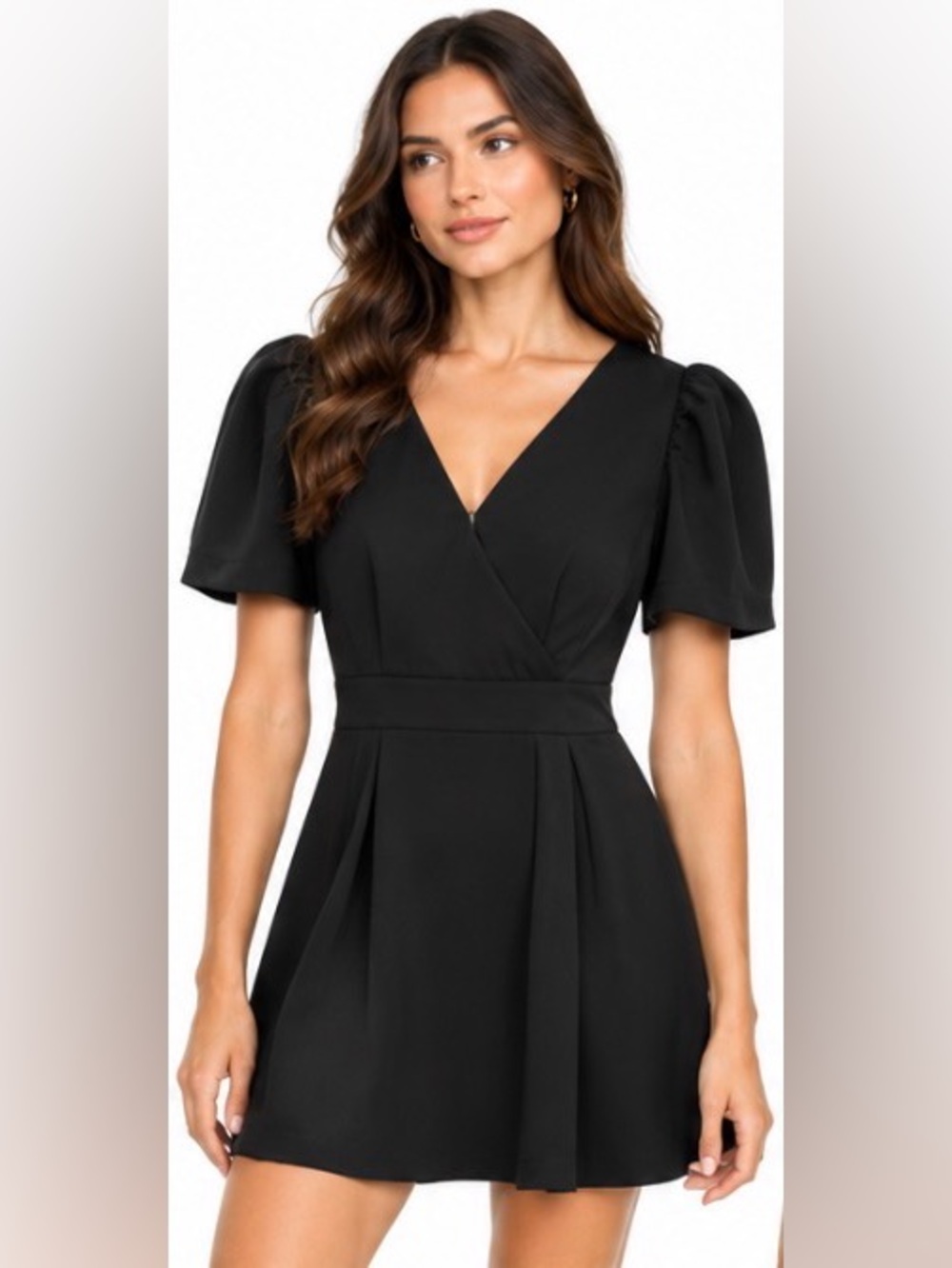 Sugarlips Black Puff Sleeve Wrap Mini Dress XS NWT